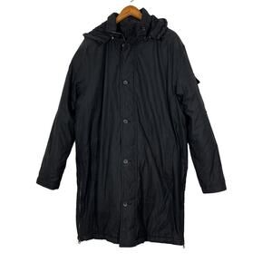 KAID Men’s Cold Gear Winter Coat Sz L Black Hooded Quilted/Fleece Lined Pockets